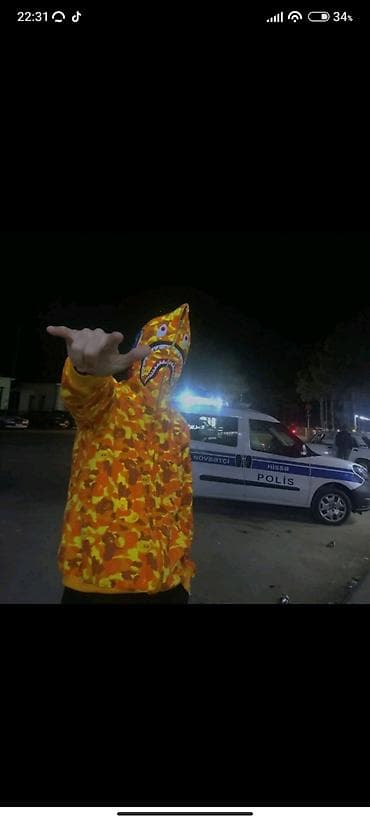 Толстовки: BAPE Shark Hoodie – narıncı kamuflyaj TAM ORGİNALDİ 150 AZN ALINIB — 3