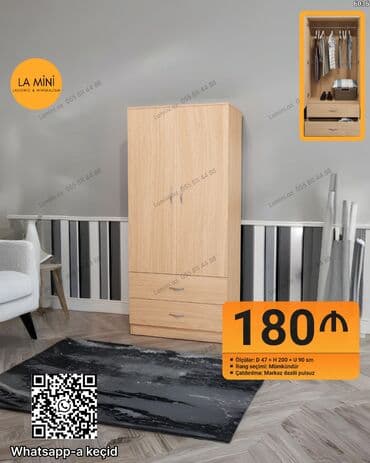 двухъярусные кровати со шкафом: Açılan, 2 qapılı Düz dolab, Qarderob, paltar dolabı — 1