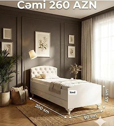 çarpayı qatlanan: Tək nəfərlik yataq çərçivəsi və başlıq - Ölçülər: 200 sm uzunluq, 90 — 1