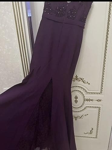 şifon don modelleri: Bənövşəyi rəngdə, uzun ziyafət/libas. - Üst hissə qalın breteleli — 2