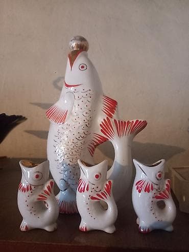 ağ baliq: Porcelan “Balıq” süfrə dəsti - Material: keyfiyyətli porcelan - — 1