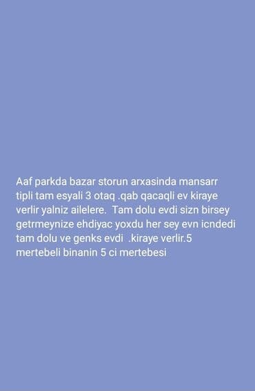 kirayə ev qaracuxur: Kiraye menzil. MAKLER DEYLEM OZ EVMDI .110-120 kvadrat evdi . bos — 1