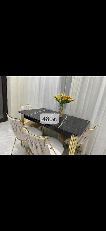 işlənmiş stol və stul: Mətbəx üçün, Açılmayan, Dördbucaq masa, 4 stul — 1