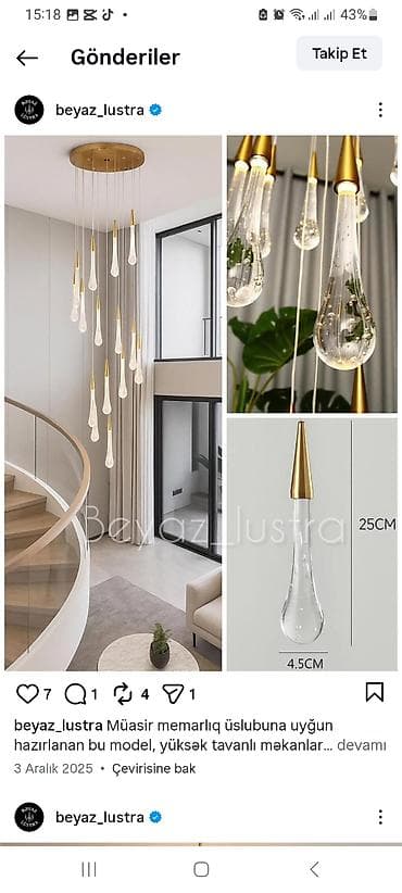 Çılçıraq, 10 və daha çox lampa, Şüşə