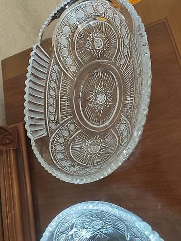 Kəhrəba şəffaflığında kəsimli kristal qab dəsti - Material: qalın — 3