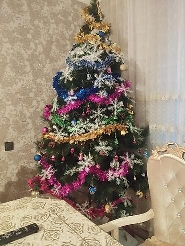 limon şam ağacı: Bəzəkli süni Yeni il şam ağacı – tam dəst - Hündürlük: təxminən orta — 2
