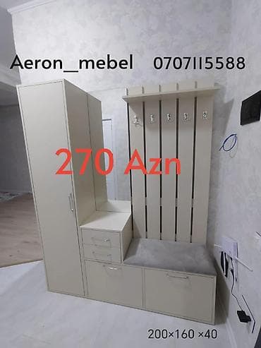 Dəhliz üçün çoxfunksiyalı mebel dəsti - Ölçülər: 200 × 160 × 40 sm -