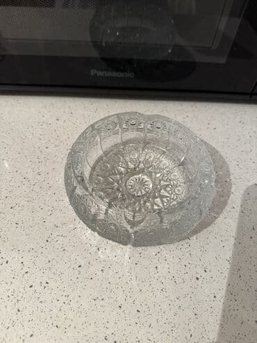 masa usdu: Şüşə külqabı – klassik kəsim naxışlı - Material: qalın, şəffaf şüşə - — 3