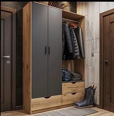 Mebel dəsti – qarderob/ştender şkaflar - Müasir dizayn: mat boz və ağ lalafo.az -da Mebel dəsti – qarderob/ştender şkaflar - Müasir dizayn: mat boz və ağ