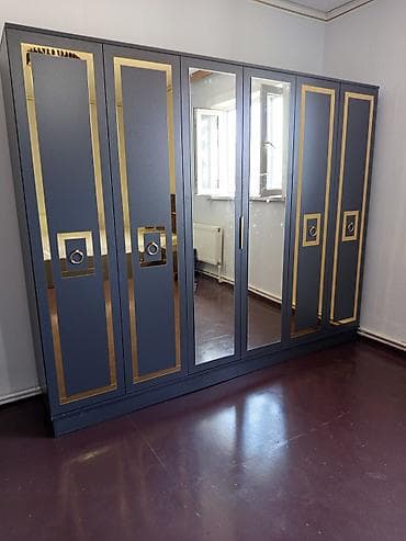 Yeni, 6 qapı, Güzgülü, Digər rəng, Digər material, Açılan, Düz dolab — 3