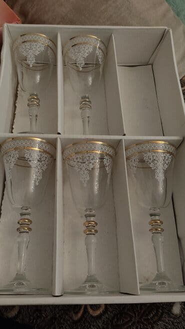 Süfrə qab-qacaqı: Qədəhlər, rəng - Qızılı, Şüşə, 6 ədədli dəst — 4