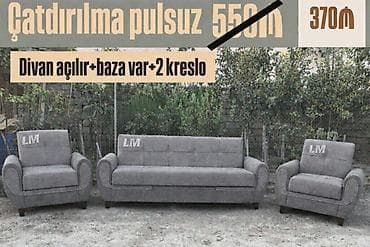 ucuz divan satilir: Divan, 2 kreslo, Bazalı, Açılan — 1