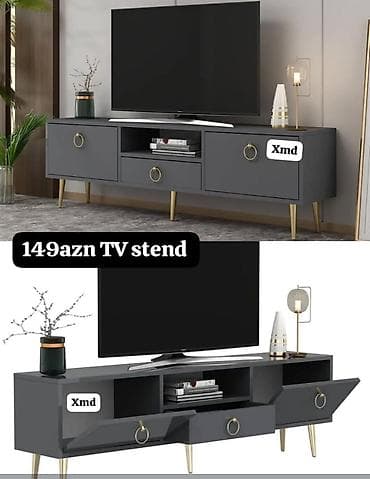 Ev üçün mebel: TV stend – 149 AZN - Rəng: Tünd boz (qrafit) - Dizayn: Minimalist — 1