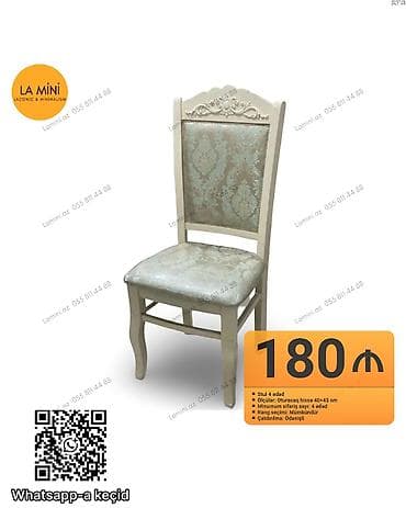 Klassik naxışlı yumşaq oturacaqlı taxta stul. - Material: ağac