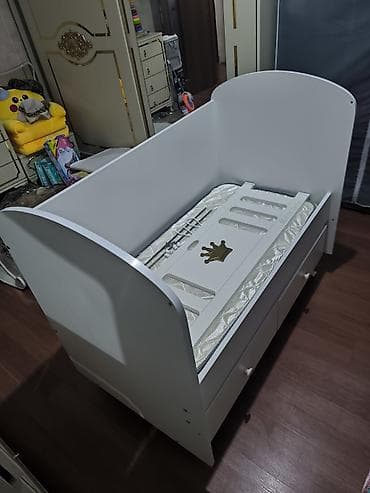 tek matraslar: Ağ rəngli uşaq beşiyi – “Melek Bebe” dizaynı - Material: davamlı — 1