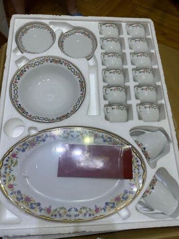 nimce: Nahar dəsti, rəng - Ağ, Farfor, 6 nəfərlik — 1