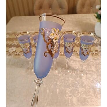 şam qabı: Qədəhlər, rəng - Yasəmən, Şüşə, 6 ədədli dəst — 4