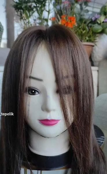 cırt cırt sac: Qəhvəyi rəngdə təbii uşağ saçından düz saçlı parik - Təbii görkəmli — 2