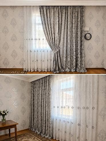 2 el perde alanlar: İşlənmiş, Kətan Pərdə, rəng - Ağ, Ünvandan götürmə — 1