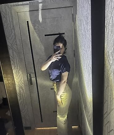 enli şalvar modelleri: Bej rəngli qadın şalvar - Model: Yüksək belli, düz kəsim (straight — 2