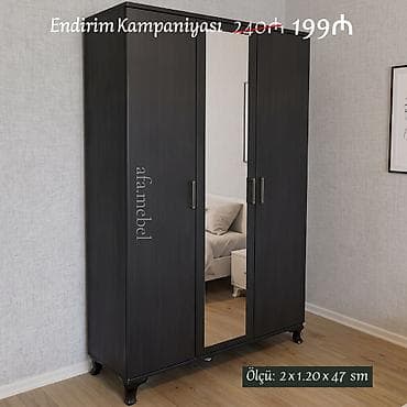 Dolablar: Üç qapılı dolablar təmiz laminatla 📌 Qiymət : 199₼ Ölçü : 2 x 1.20 — 2