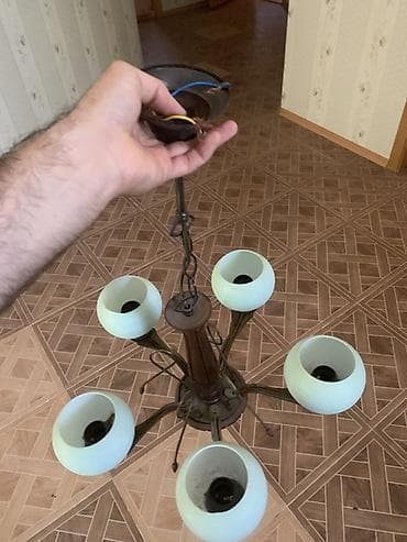 taxta tavan: Çılçıraq, 5 lampa, Metal — 3