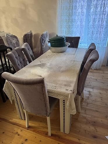 delloro mebel instagram: Qonaq otağı üçün, İşlənmiş, Açılmayan, Dördbucaq masa, 6 stul — 2