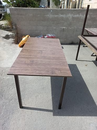 Masalar: Metall karkaslı yemək/iş masası - Ölçü təxmini: 120–140 sm uzunluq — 3