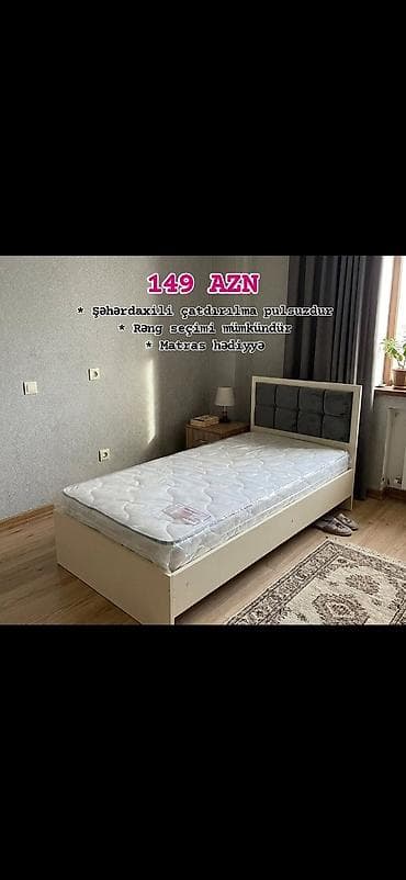 mebel usta: Tək nəfərlik çarpayı – yumşaq başlıqla, minimal dizayn — 4