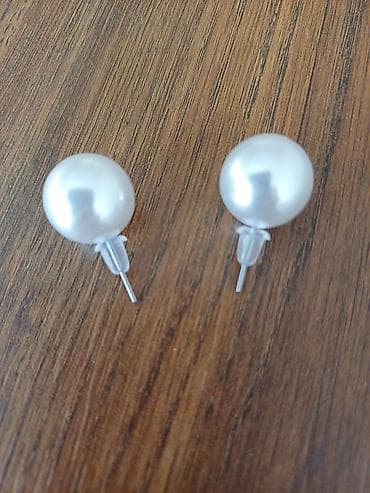 pandora sirqa: İncili sırğa – klassik düymə model - Dizayn: Ağ parıltılı “inci” — 1