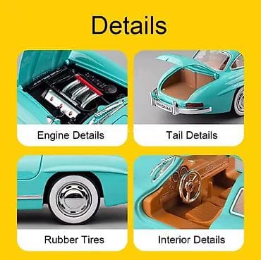 Kitablar və jurnallar: Kolleksiya modeli – klassik Mercedes 300SL kupe (göy-mint rəng) — 4