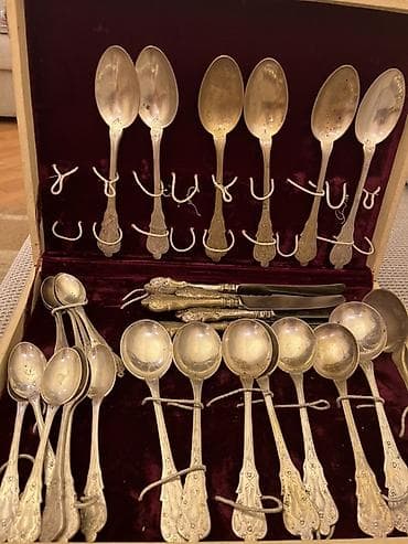 acar naboru satilir: Новый старинный набор кофейные чайные обеденные ложки и ножи. Мельхиор — 1