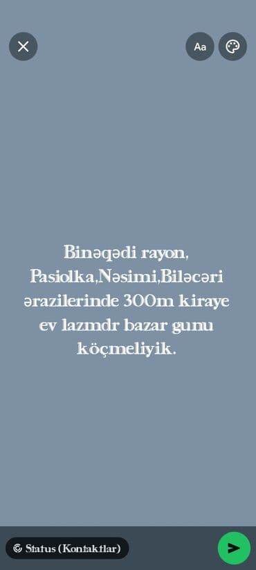 Həyət evi alıram: Axtarış: Kirayə ev Tələblər: ailəyik şeraiti ev olsun - Ərazi — 1