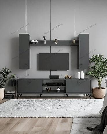 Televizor Altlığı Müasir dizaynlı TV stendi və asma dolab-seti ilə