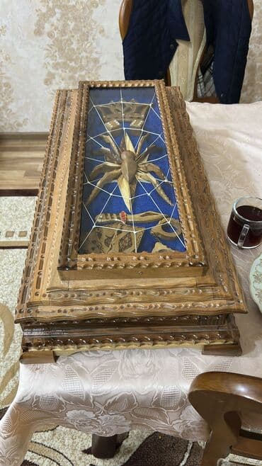 mexmer: Əl işı taxta tavla dəsti - Material: bərk ağacdan əl oyması korpus — 2