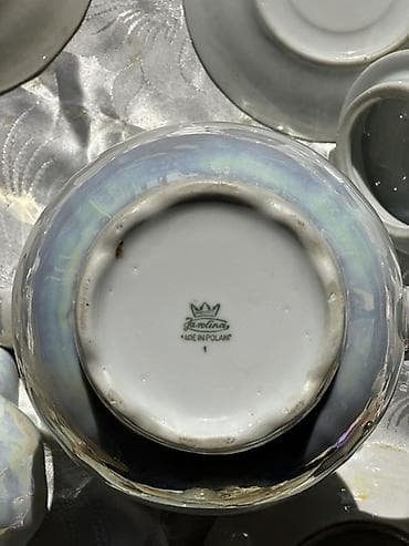 ağ xiyar: Çay dəsti, rəng - Ağ, Farfor, 12 nəfərlik, Almaniya — 8