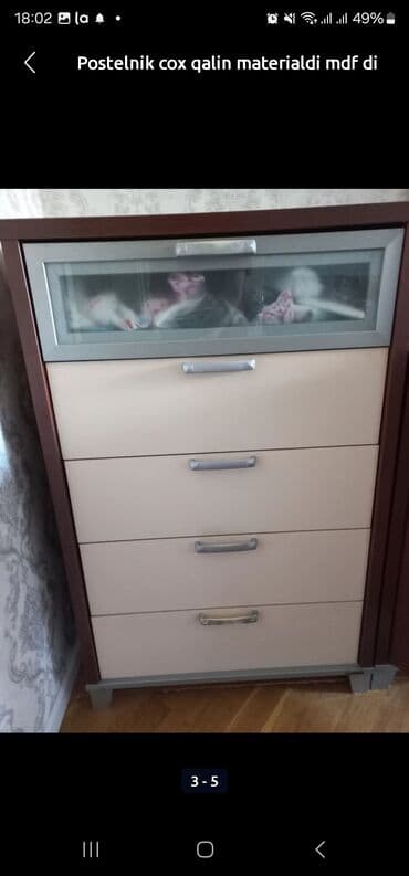 Postelnik olcu: 1.10 hundurluy eni 72 sm Usdunun eni 73 sm