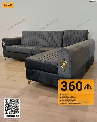 ofis divan: Məhsul: Künc divan (Kod: 2236) - Ölçülər: 260 × 160 sm - Mexanizm — 1