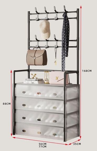 paltar asılqanı taxta: Asılqan Ayaqabı dolabı Ölçü 77*35*168sm Rəf sayı: 5 mərtəbə — 2