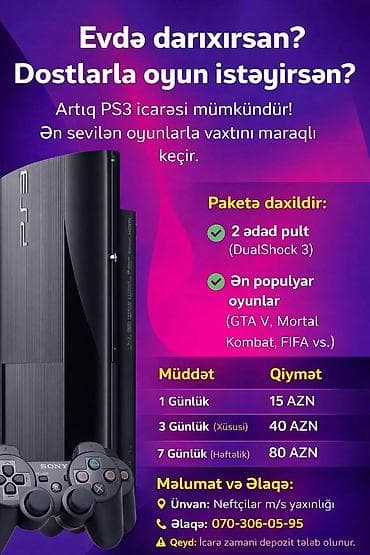 sinler ve diskler type 1: PS3 icarəsi – evdə və ya dostlarla əyləncə üçün ideal seçim! Paket — 1