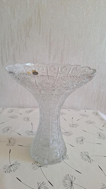 karaca serviz: Kənafidə oyma naxışlı kristal dəst - Material: qalın, şəffaf kəsim — 9