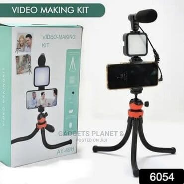 Elektronika: AY-49H Vlogging Kit with Microphone,Light, Mobile Holder Octopus — 2