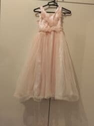 Donlar: Uşaq üçün zərif ziyafət/libas paltarı - Rəng: açıq pudra/şaftalı - — 3