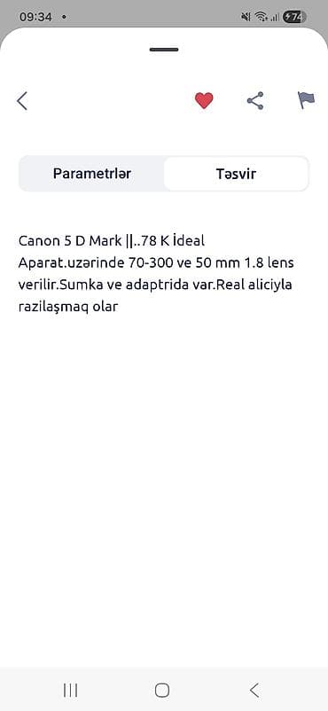 ikinci el iphone 13 pro max: Canon 5D Mark 2.Üzərində 70 300 və 50 mm 2 ədəd obyektiv ilə — 6