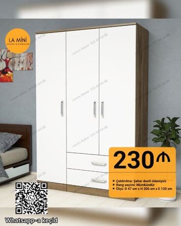 Masa və oturacaq dəstləri: Açılan, 3 qapılı Düz dolab, Şifonyer