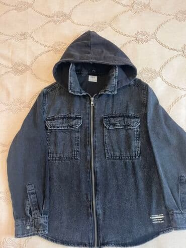 детские вещи 10 лет: ZARA uşaq cins gödəkçəsi – kapüşonlu, önü tam fermuarlı model. - Rəng — 3