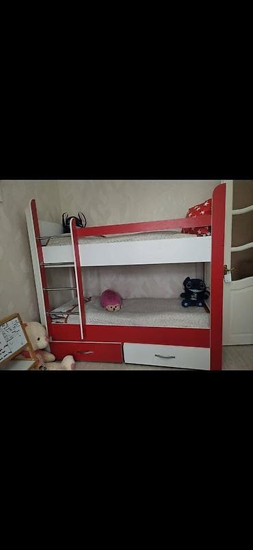 барная стойка из дерева: Для девочки и мальчика, Кровать, Без матраса, С выдвижными ящиками, Ламинат — 1