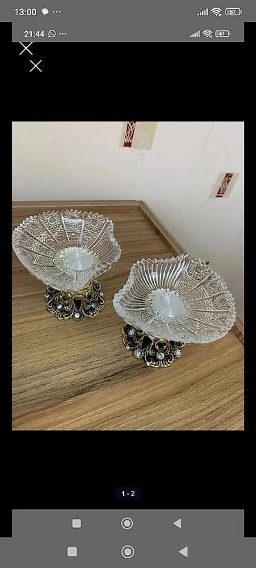 versace qablar: Bəzəkli şüşə qablar dəsti (2 ədəd) - Material: qalın, şəffaf — 1