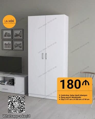 Masa və oturacaq dəstləri: Açılan, 2 qapılı Düz dolab, Qarderob, paltar dolabı