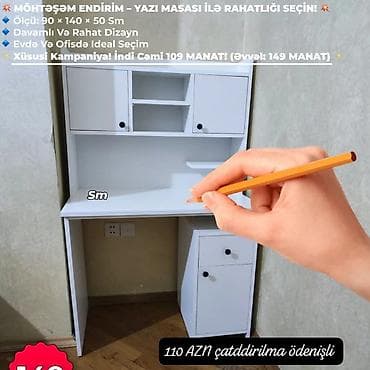 islenmis dolab: Yazı masası – ev və ofis üçün funksional model Ölçü: 90 × 140 × 50 sm — 1